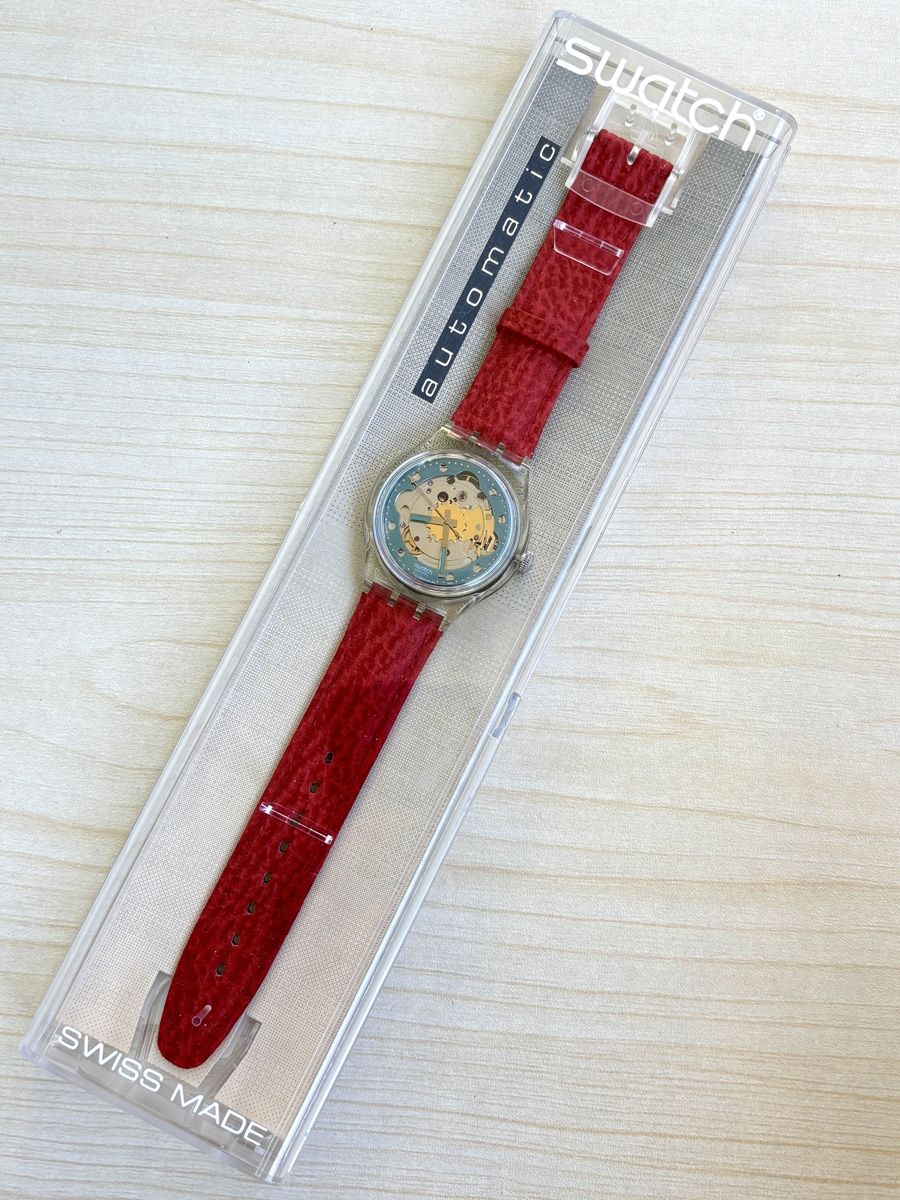 Swatch Orologi: Swatch Automatic Uhr transparent rot mit Box 1991 – Nuovo (secondo la descrizione) da Grenchen venduto da chththl 1