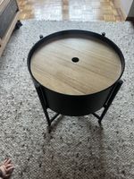 Moderner Beistelltisch Metall Holz rund mit Deckel