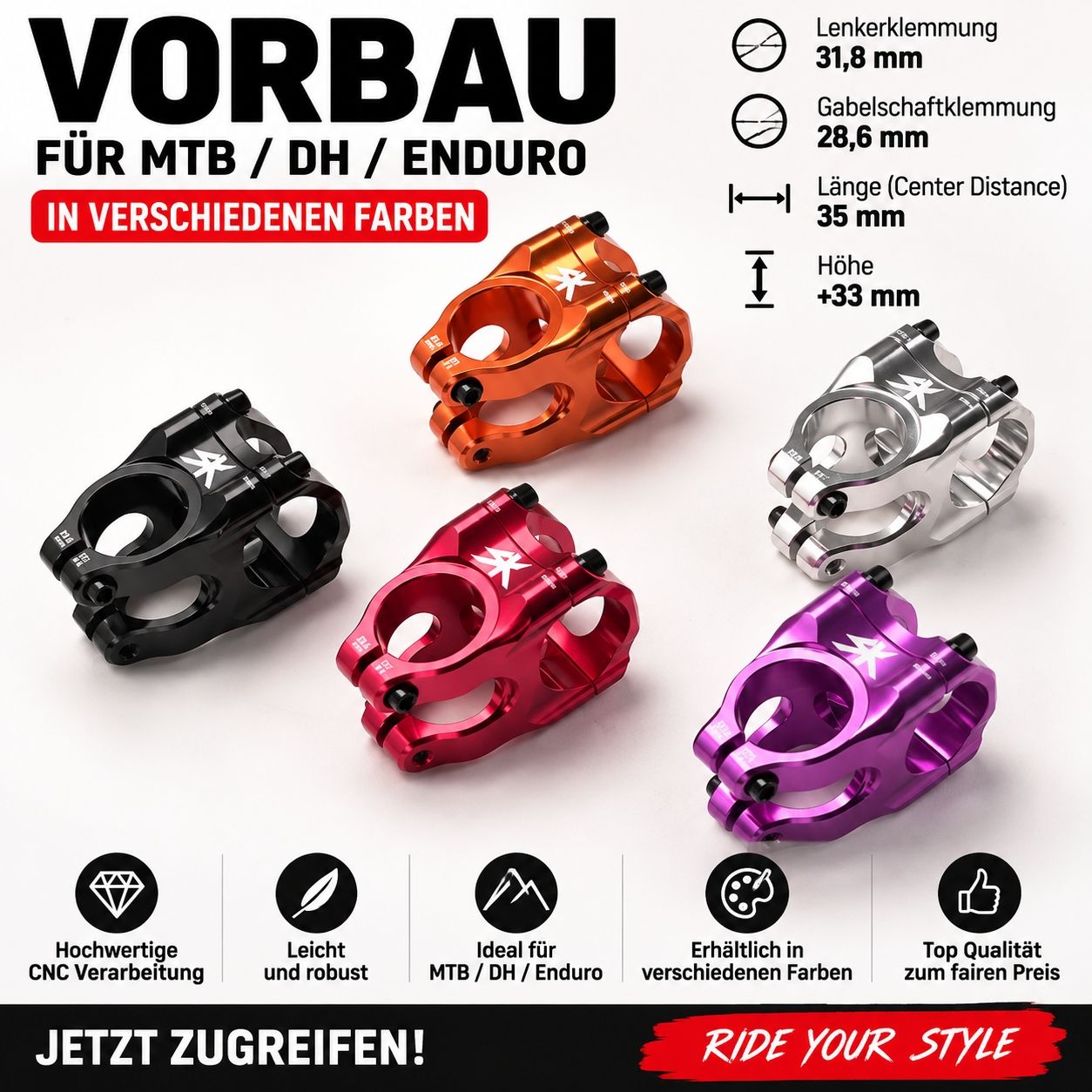 Ersatzteile: MTB Vorbau – Neu und originalverpackt aus Fahrweid von erz_b7wb 5