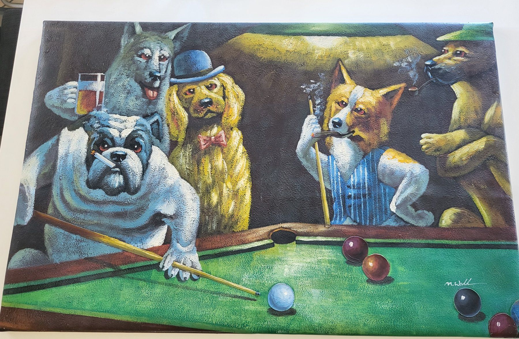 Dipinti: Gemälde Hunde am Billiardtisch – Nuovo (secondo la descrizione) da figino venduto da ame_frv2