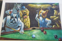 Gemälde Hunde am Billiardtisch