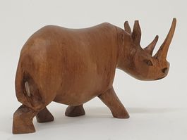 Original afrikanische Holzskulptur, Schnitzerei NASHORN