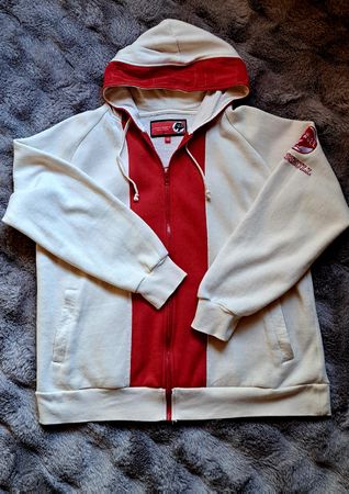 Kapuzenjacke Swiss Bull weiss rot Grösse M Baumwolle