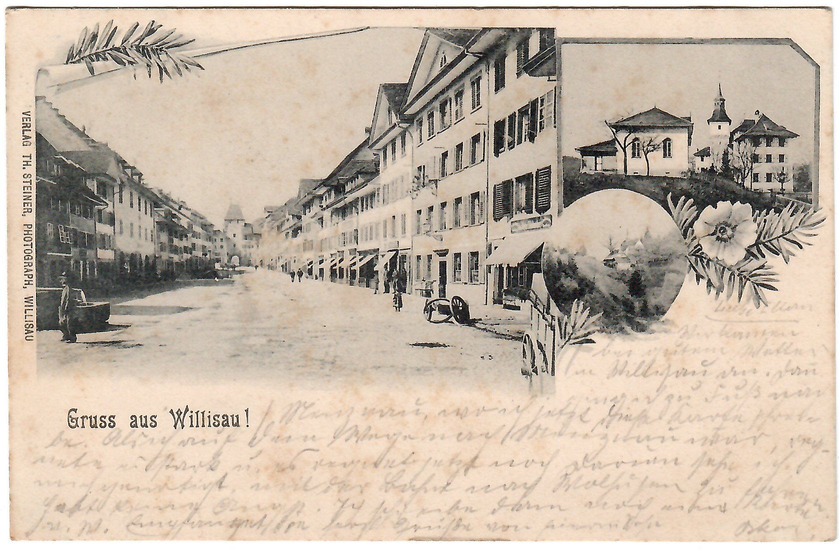 Cartoline postali: Dreibildkarte   'Gruss aus Willisau' – Usato da Kerns venduto da etma3