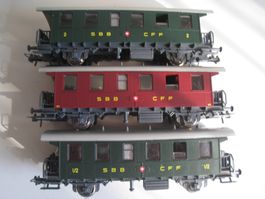 Roco 2 Achser SBB Wagen,1xSpeise + 1x1/2. + 1x2.Klasse 3teil