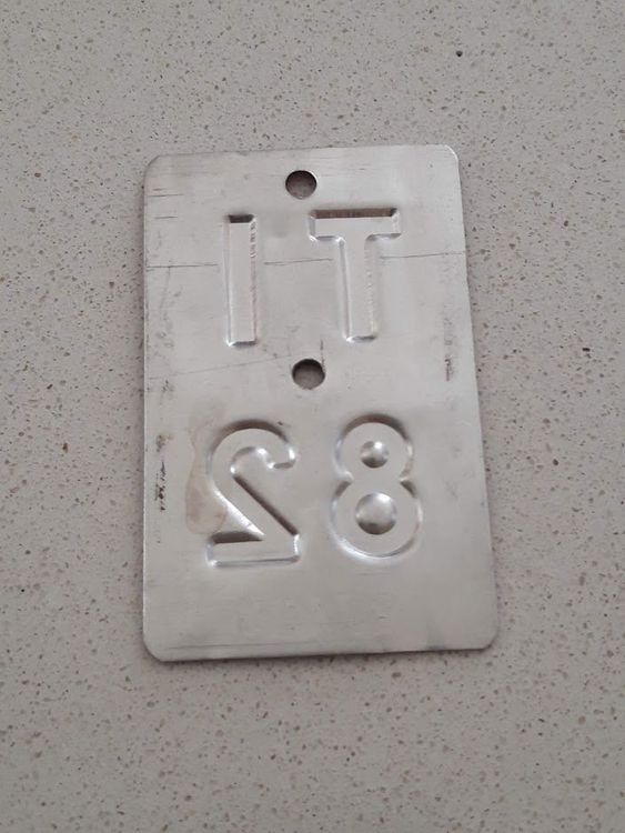 1970's California Mini Metal Name Bike / Pedal Car License Plate Sign Tag - Foto 6