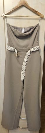 Amisu Jumpsuit, Gr. 38, beige, mit Gürtel