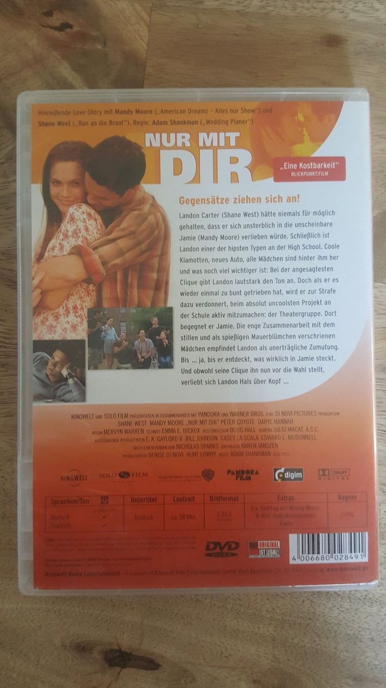 Tutti i DVDs: DVD Nur mit dir Mandy Moore Shane West – Usato da Dierikon venduto da sanpaplo 1