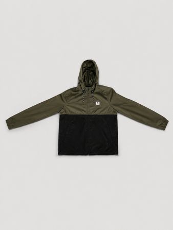 Veste coupe-vent Element kaki et noire à capuche
