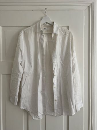 Samsoe Samsoe Damenhemd Weiss Oversize Leinen-Baumwolle