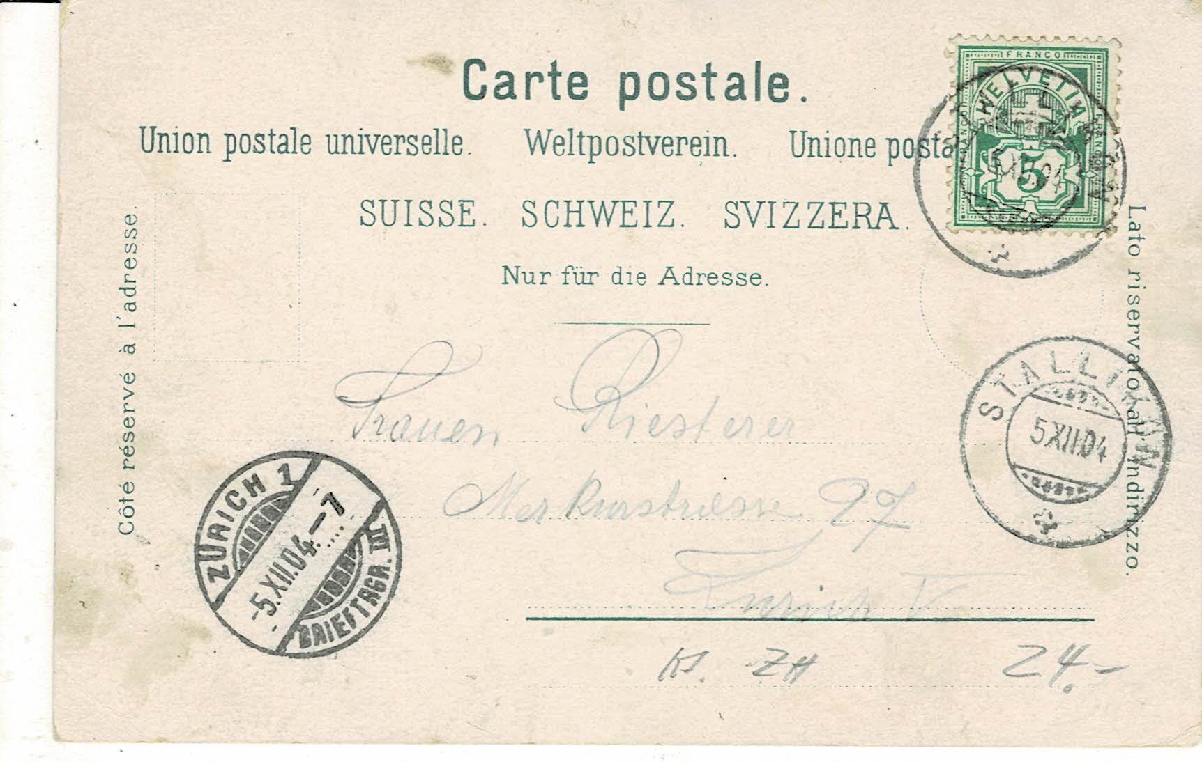 Cartoline postali: BALDERN Stallikon ZH gel. 1904! – Usato da Hergiswil NW venduto da Kartenfrau 1