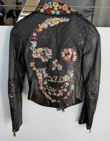 Exklusive Philippe Plain Totenkopf Lederjacke S