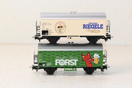 2 Modell-Güterwagen Brauerei Riegele und Forst Märklin m OVP