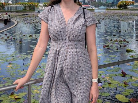 Max Studio Geometric Print Dress, Size M, V Neck, New