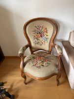 Antiker Armlehnstuhl Holz mit Blumenmuster gebraucht 2 Stück