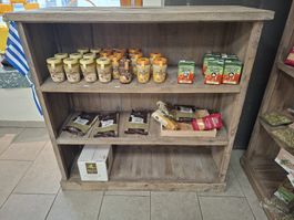 Étagère de magasin en bois massif style rustique 110cm
