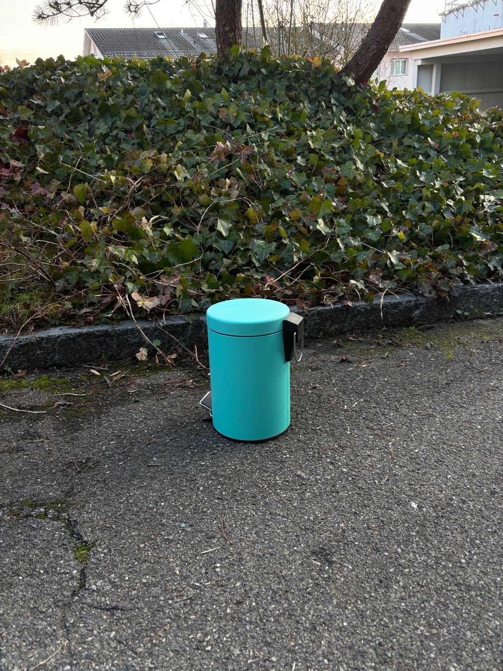 Cestini per rifiuti: Türkis gefärbter Abfall-Eimer mit Pedal. – Usato da Stäfa venduto da MazzaH 1