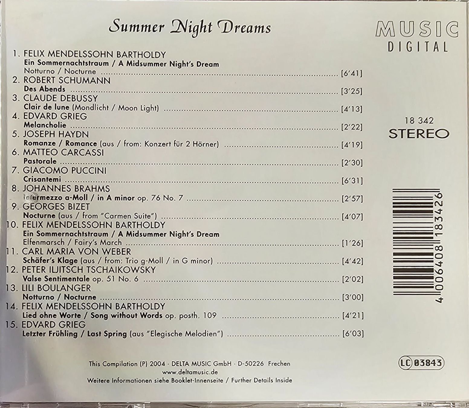 CD: Summer Night Dreams - Classic Moods – Usato da Wahlen b. Laufen venduto da Cg10 1