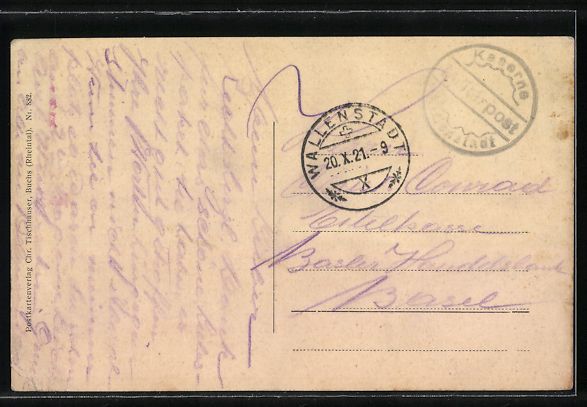 Cartoline postali: Wallenstadt, Gesamtansicht mit Wallensee – Usato da Berlin venduto da bartko-reher 1