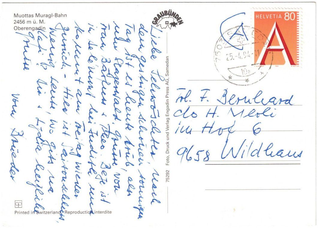 Cartoline postali: St. Moritz - Standseilbahn Muottas Muragl mit Skilift – Usato da Binningen venduto da Mountainrider 1