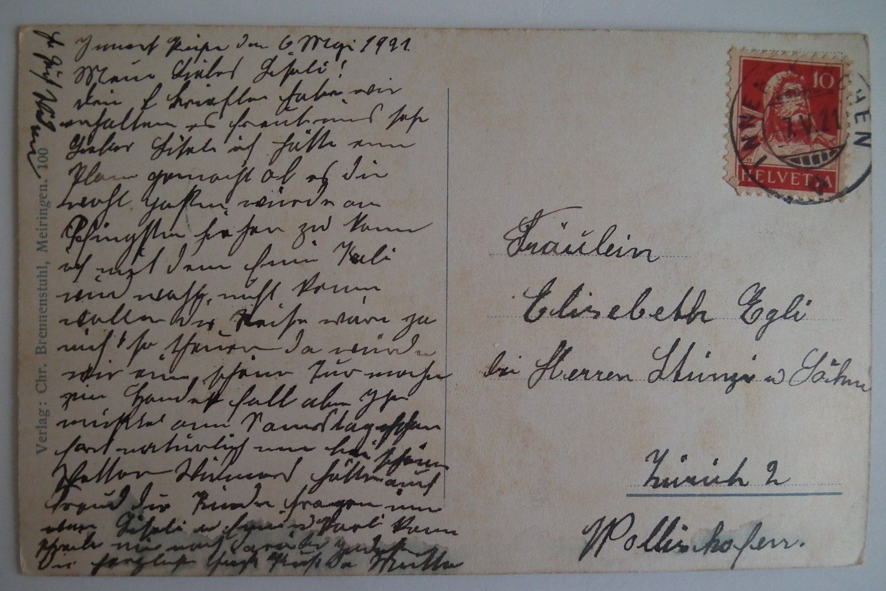 Cartoline postali: Innertkirchen 1921 Ansichtskarte nach Zürich – Usato da Kriens venduto da WULLU99 1
