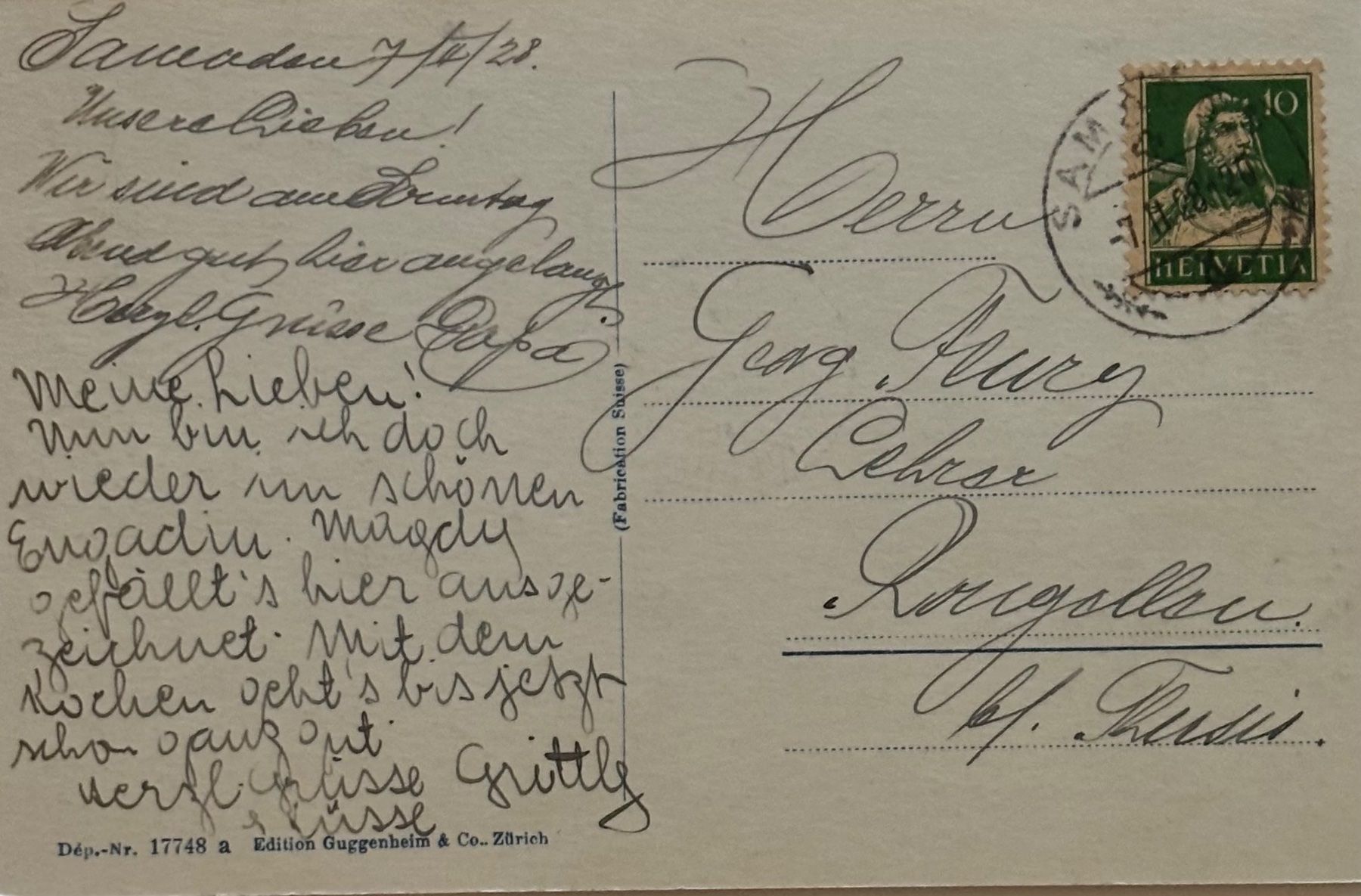 Cartes postales: Crast Agüzza, Guggenheim 17748 a – D'occasion à Frauenfeld par Merk52 1