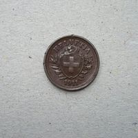 1 Rappen 1911 , Bronze .