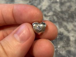 Pandora Vintage Herz Charm 925 Silber mit Stein, Top! 🤍✨