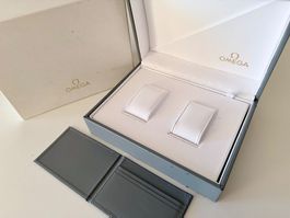 OMEGA rare grey leather watchbox for 2 watches + cardholder