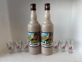2 Flaschen Appenzeller  Rahmlikör 18% 70cl. mit 6 Shotgläser