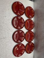 Vintage Keramik Teller Set, Rot, 8-teilig, Retro