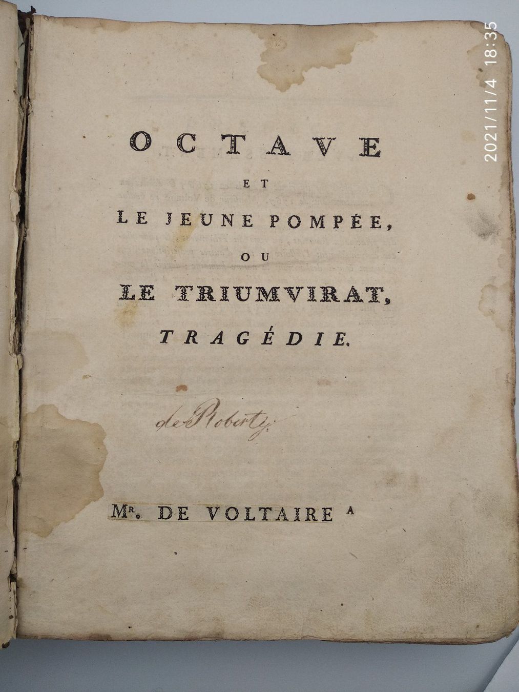 Libri: VOLTAIRE - THEATRE COMPLET - 1768 – Usato da Goldach venduto da Gaip 1