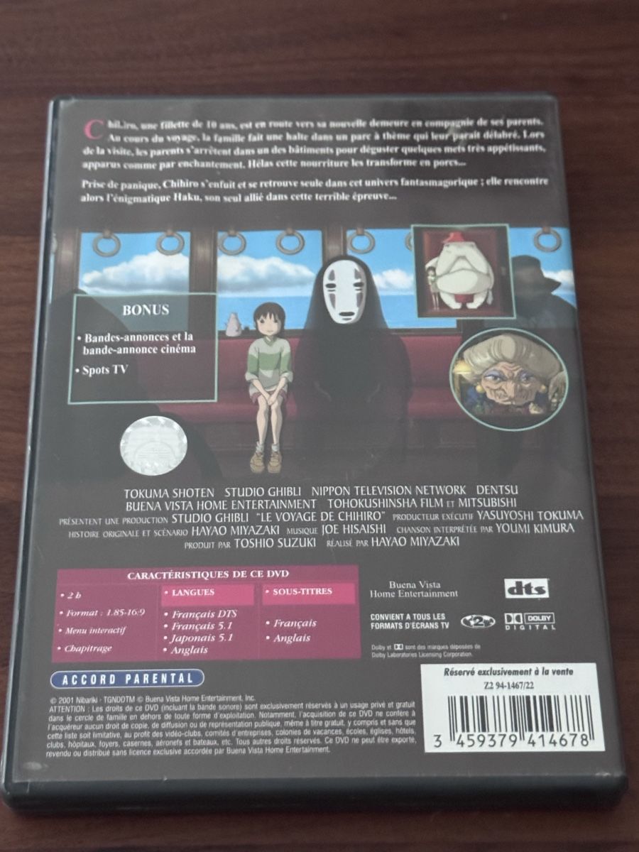 Tutti i DVDs: DVD Le Voyage De Chihiro – Usato da Grand-Lancy venduto da cyr_n5ky 1