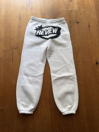 Jogginghose Review weiss mit Aufdruck Grösse S