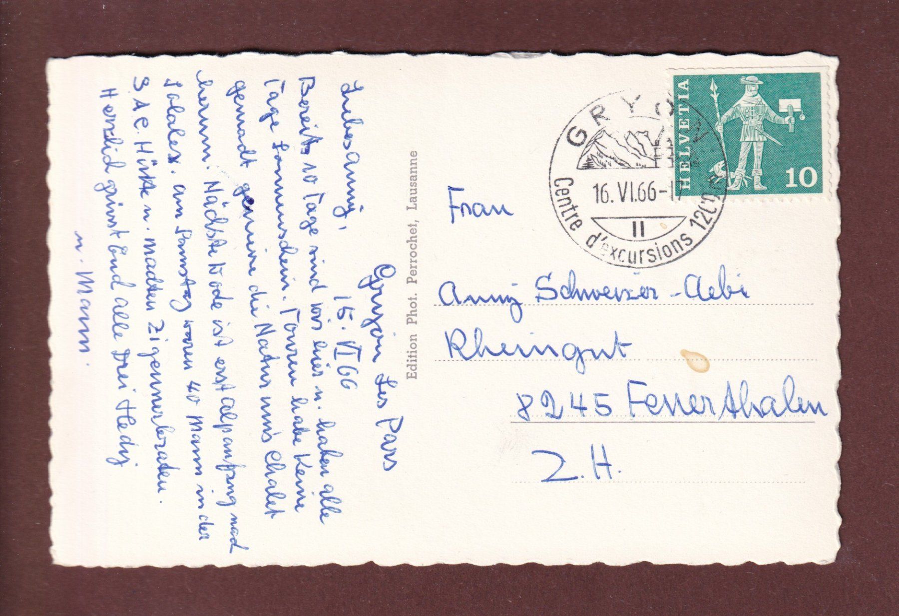 Cartoline postali: GRYON - Route d'Anzeindaz - 1966 – Usato da Pully venduto da nicecards 1