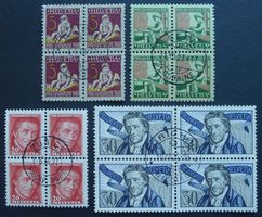 PJ 1927 Viererblöcke J41-J44 gestempelt, Kat: 140.-