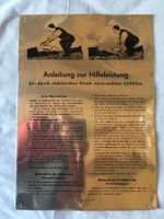 Tafel - Elektrischer Strom verursacht Unfälle, antik