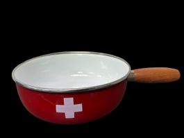 Fondue Caquelon Emaille rot mit Schweizer Kreuz