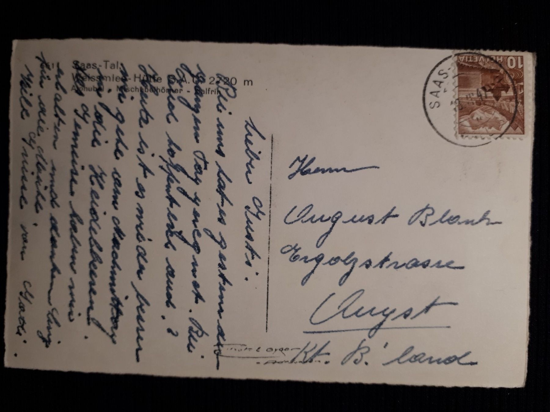 Cartes postales: . SAAS-TAL 1947 – D'occasion à Ponto Valentino par giorgia06 1