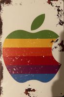 Apple Blechschild Retro Logo iPhone iMac MacBook Air Airpods