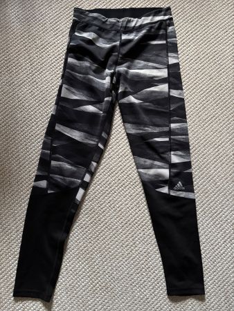 Adidas Damen-Leggings Schwarz-Grau mit Muster, Gr. M