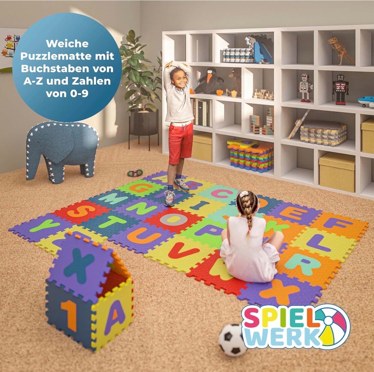 Tapis Puzzle Mousse 86 Pièces Alphabet Et Chiffres 32x32 Cm - Monzana