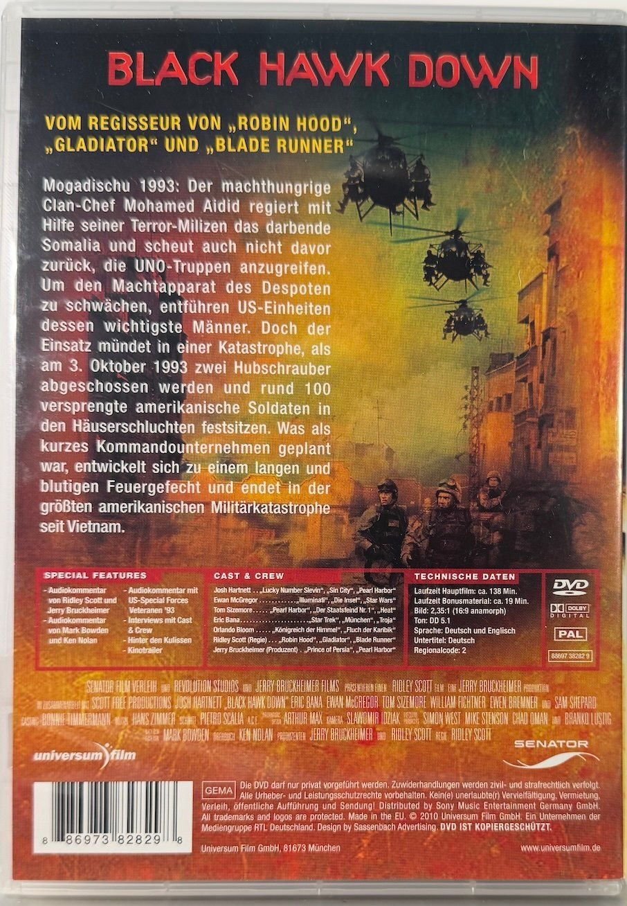 Tutti i DVDs: DVD BLACK HAWK DOWN - JOSH HARTNETT - EWAN McGREGOR - TOM SI – Usato da Wisen venduto da gigisna 2