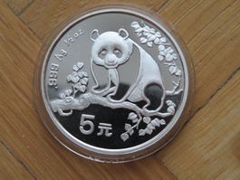 China Panda Silbermünze 1993 - 1/2 Unze Silber (5 Yuan)