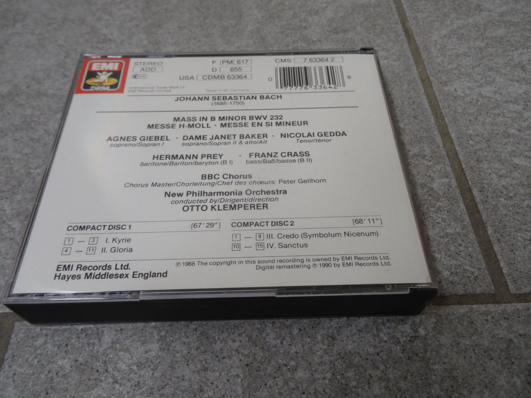 CD: Otto Klemperer - Bach: Mass in B minor CD – Usato da Olten venduto da Disc-Ausverkauf 1