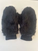 Schwarze Kunstfell Fäustlinge Handschuhe Winter warm
