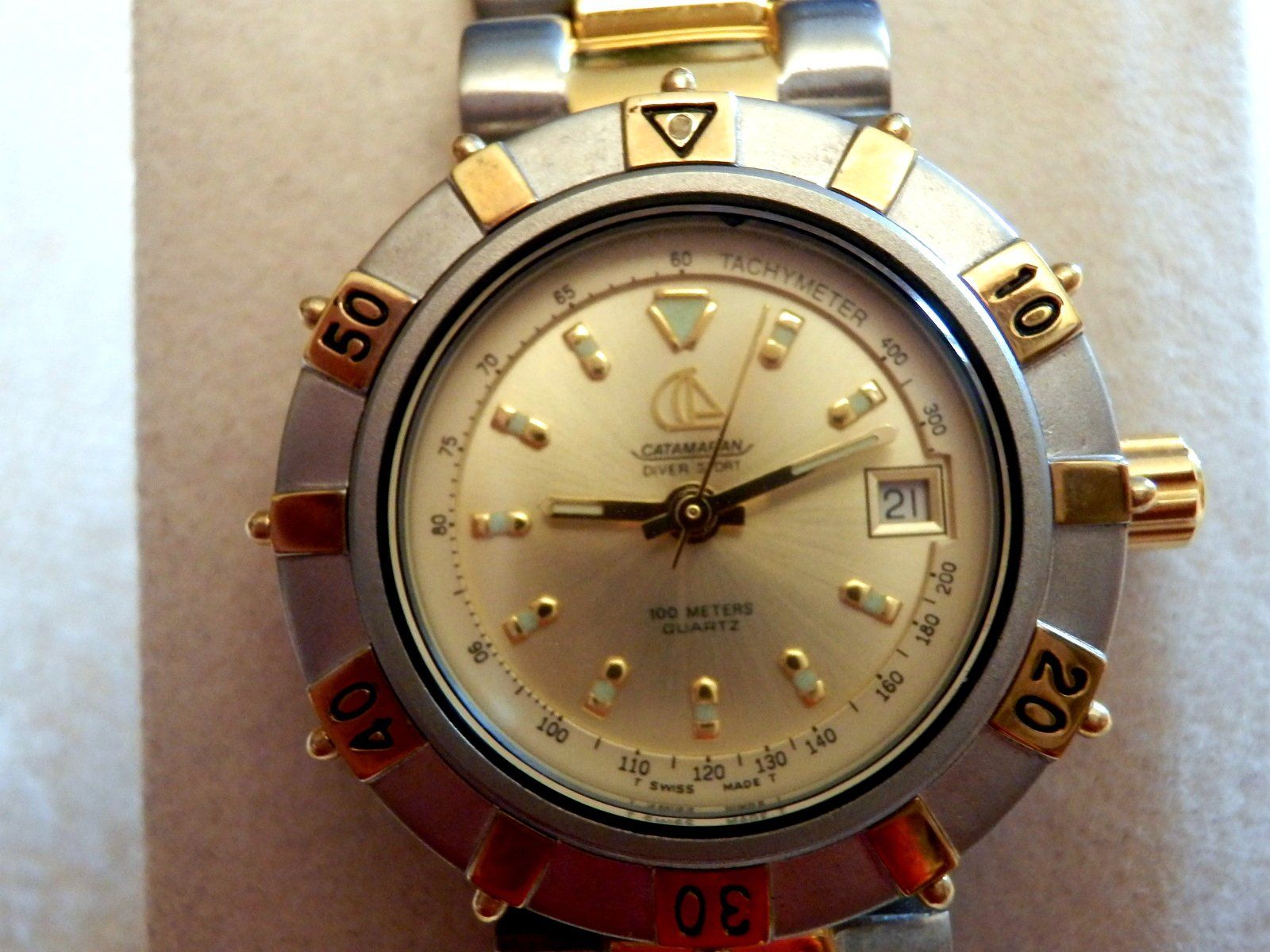 Orologi: Catamaran, Quartz, Tachymeter, Datum, drehbare Lünette, 27mm – Usato da Ueberstorf venduto da dinbau 1