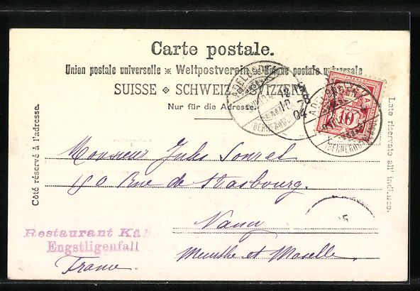 Cartoline postali: AK Adelboden, Restaurant, Engstligenfall – Usato da Berlin venduto da bartko-reher 1