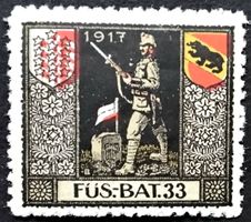 Soldatenmarke 1.WK, Füsilier Bat 33, gespr, Wi 3.Div 21a