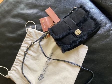 LORO PIANA POCHETTE BAG CROSSBODY SUEDE SHEARLING, NEU!